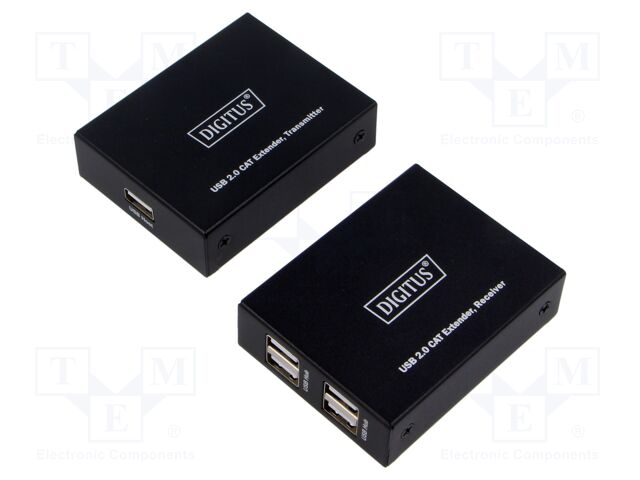 USB extender; USB 2.0; DC socket,RJ45 plug,USB A socket x4