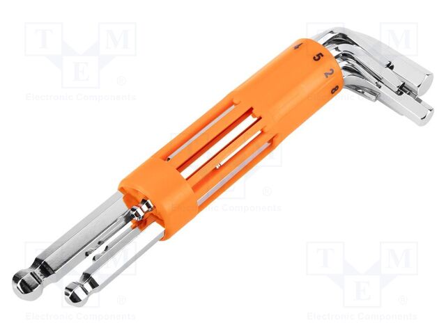 Wrenches set; hex key,spherical; long; 8pcs.