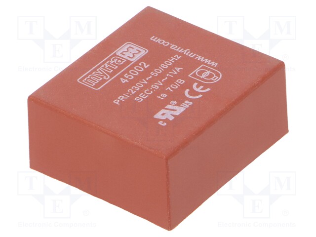 Transformer: encapsulated; 1VA; 230VAC; 9V; 111mA; Mounting: PCB