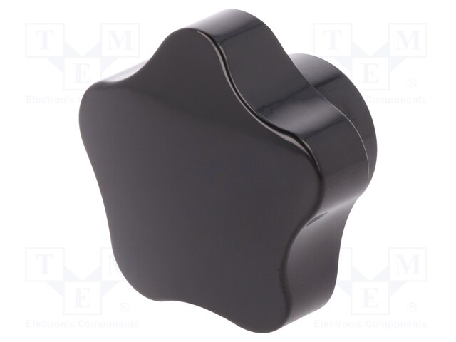 Knob; Dia: 60mm; H: 37mm; duroplast (PF); black gloss; -20÷110°C