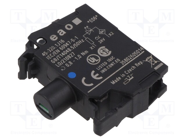 Illuminating unit; 22mm; 45; front fixing; 24VAC; Colour: blue