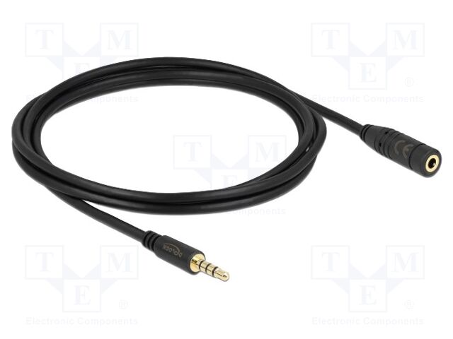 Cable; Jack 3.5mm 3pin socket,Jack 3,5mm 4pin plug; 2m; black