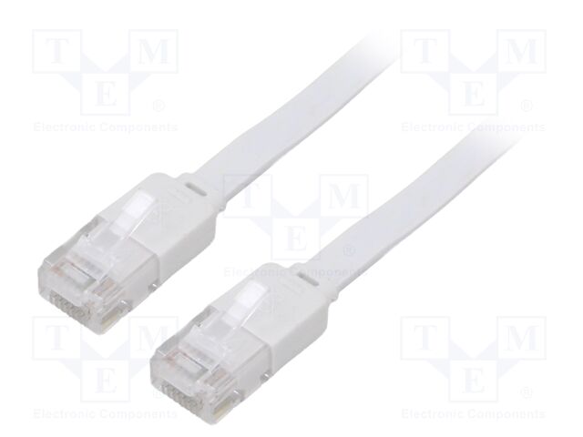 Patch cord; U/UTP; 6; stranded; Cu; PVC; white; Len: 1.5m; 32AWG
