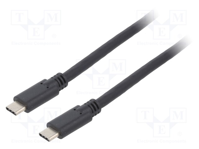 Cable; USB 3.2; both sides,USB C plug; 3m; black; 5Gbps; 60W