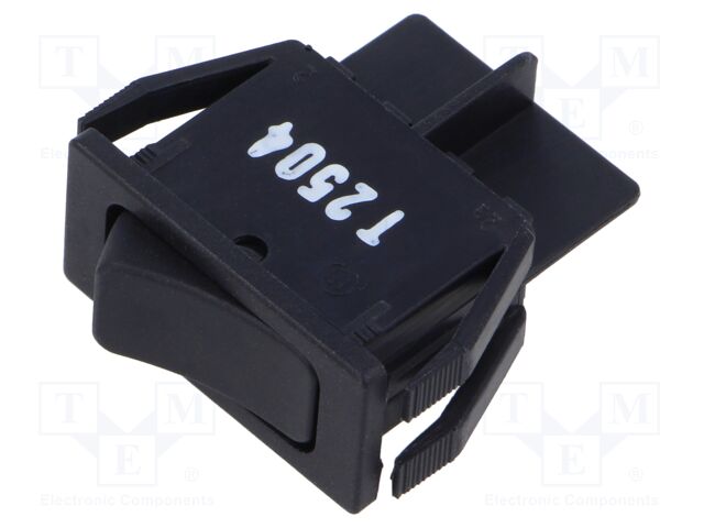 Rocker Switch, On-Off, SPST, Non Illuminated, Panel Mount, Black, 1550 Series