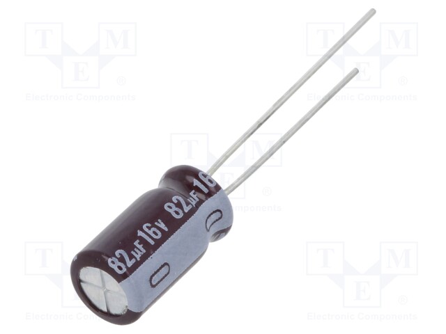 Capacitor: electrolytic; low impedance; THT; 82uF; 16VDC; ±20%