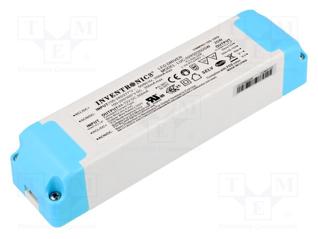 Power supply: switched-mode; LED; 24W; 44÷72V; 350mA; 90÷305VAC