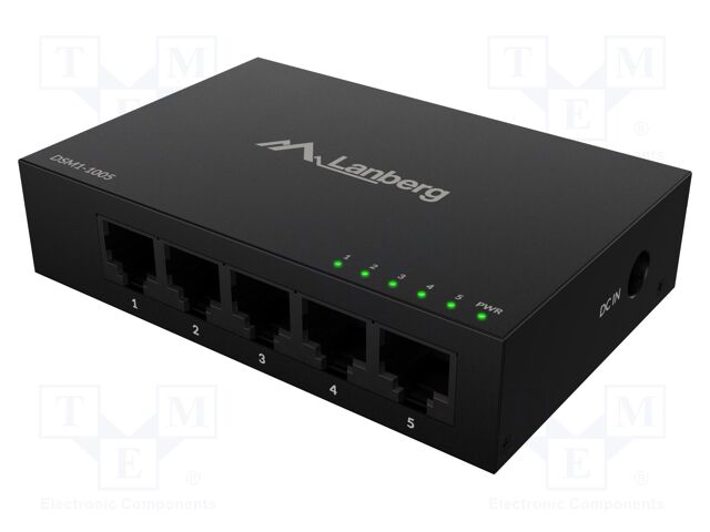 Switch Ethernet; DC socket,RJ45 socket x5; black; 10Gbps