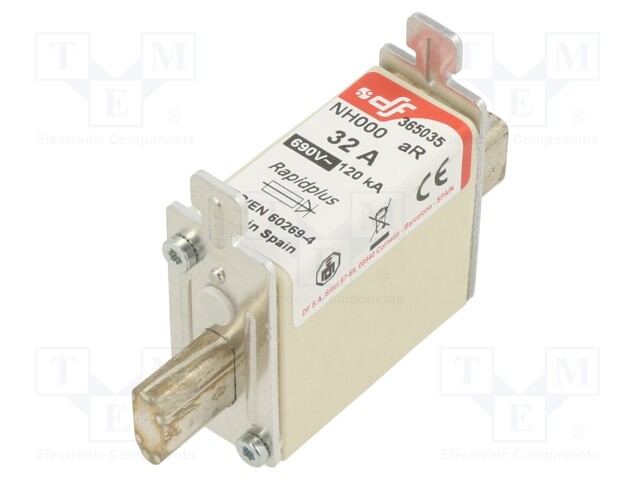 Fuse: fuse; aR; 32A; 690VAC; 440VDC; silver; NH000