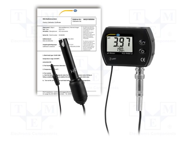 Meter: pH; LCD; 0÷14pH; 0÷55°C; Accur: ±1°C; Dim: 75x25x55mm