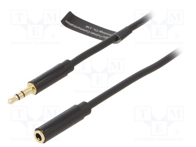 Cable; Jack 3.5mm socket,Jack 3.5mm plug; 0.5m; black