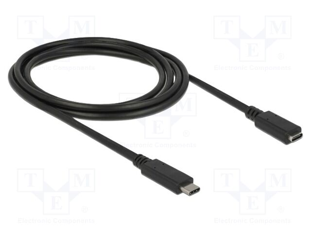 Cable; USB C socket,USB C plug; 2m; black; HDCP,HDR; 24AWG,32AWG