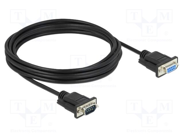 Cable; D-Sub 9pin socket,D-Sub 9pin plug; PVC; Len: 4m; black