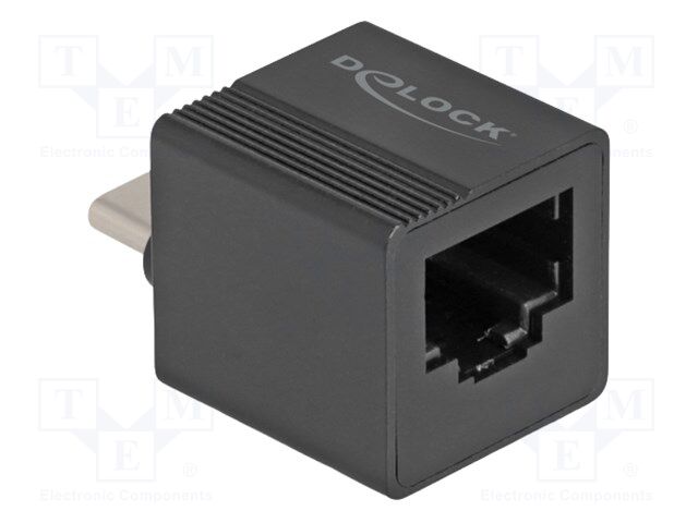 Adapter; RJ45 socket,USB C plug; Connector colour: black