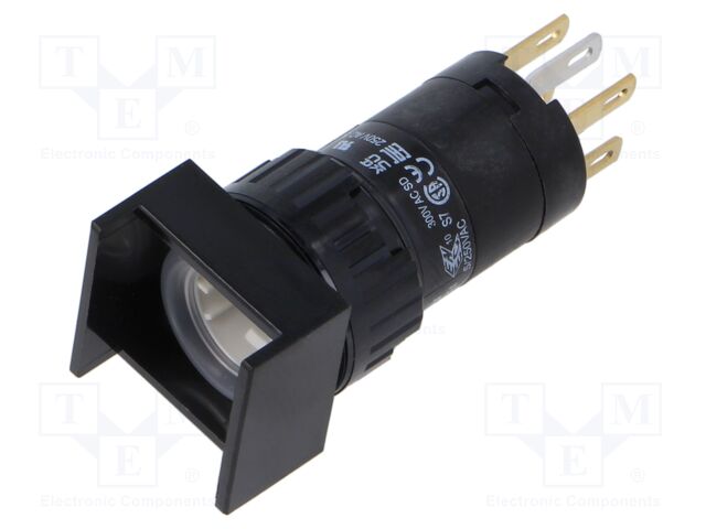 Switch: body; 16mm; Stabl.pos: 1; NC + NO; Pos: 2; Cutout: Ø16.2mm