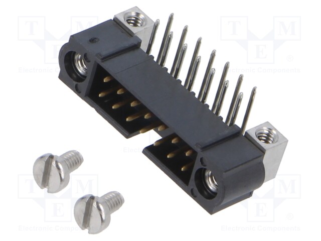 7+7 Pos. Male DIL Horizontal Throughboard Conn. Jackscrews