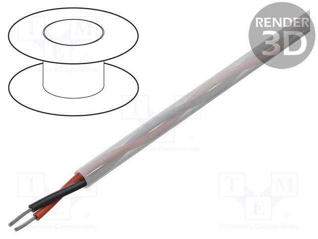 Wire; 2x20AWG; unshielded; 300V; 305m; Cu; stranded; transparent