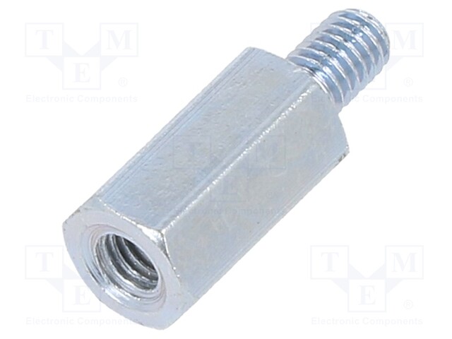Screwed spacer sleeve; Int.thread: M3; 10mm; Ext.thread: M3; steel