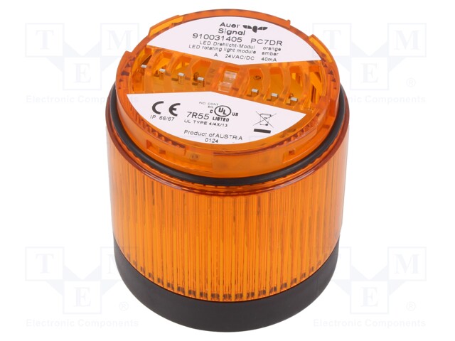 Signaller: lighting; rotating light; 24VDC; 24VAC; IP66; Ø70x76mm