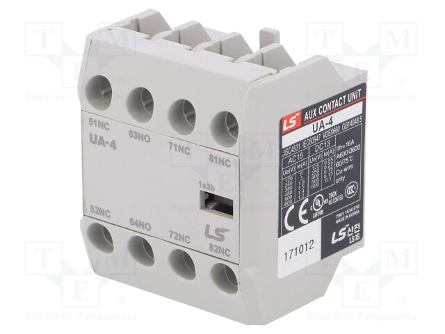 Auxiliary contacts; Series: METASOL; Leads: screw terminals; IP20