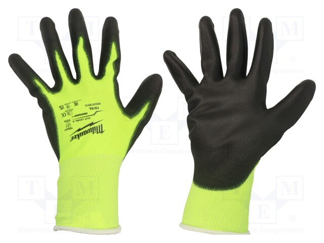 Protective gloves; Size: 10,XL; Resistance to: cutting; warning