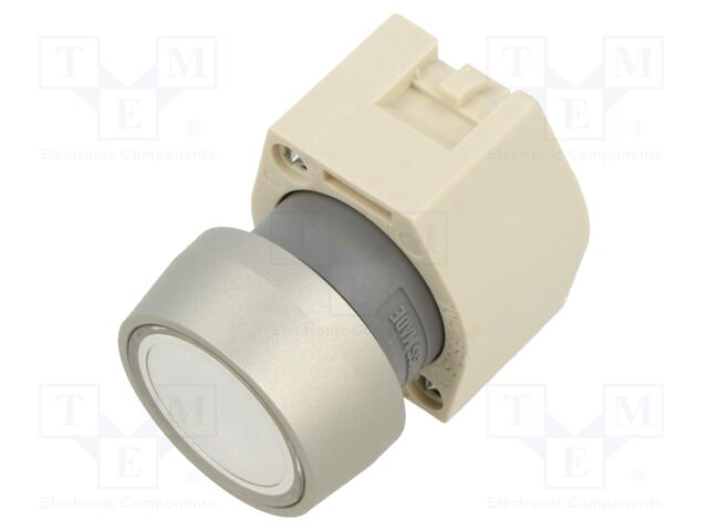 Switch: push-button; Stabl.pos: 1; 22mm; transparent; Illumin: none