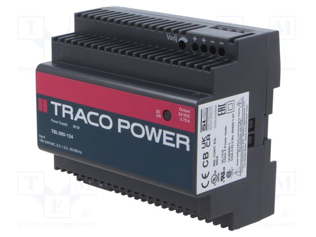 Power supply: switched-mode; 90W; 24VDC; 24÷28VDC; 3.75A; 340g