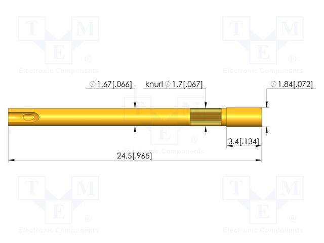 Test probe socket; gold-plated; KS-899; soldered; 24.5mm