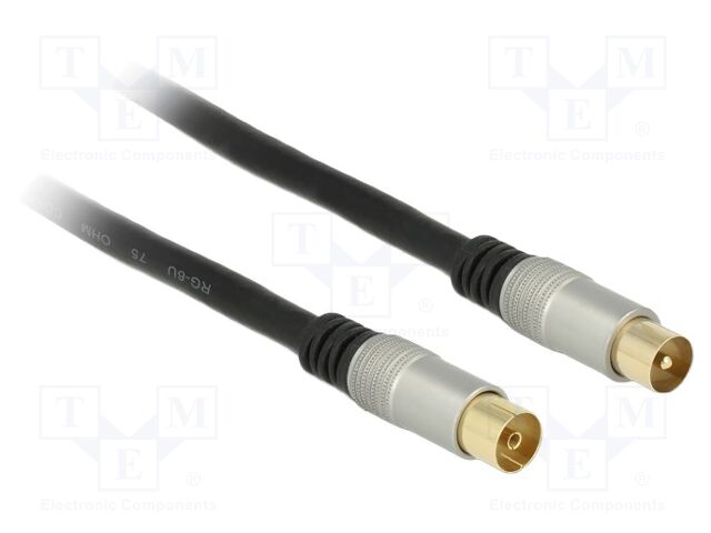 Cable; 3m; coaxial 9.5mm socket,coaxial 9.5mm plug; black; 75Ω