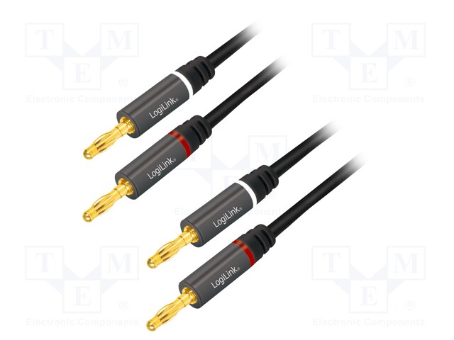 Cable; banana 4mm plug,both sides; 3m; Plating: gold-plated