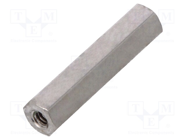 Screwed spacer sleeve; Int.thread: M2; 18mm; hexagonal; brass