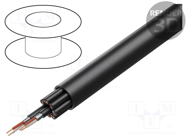 Wire: loudspeaker cable; 8x(2x0,21mm2); stranded; Cu; black; PVC
