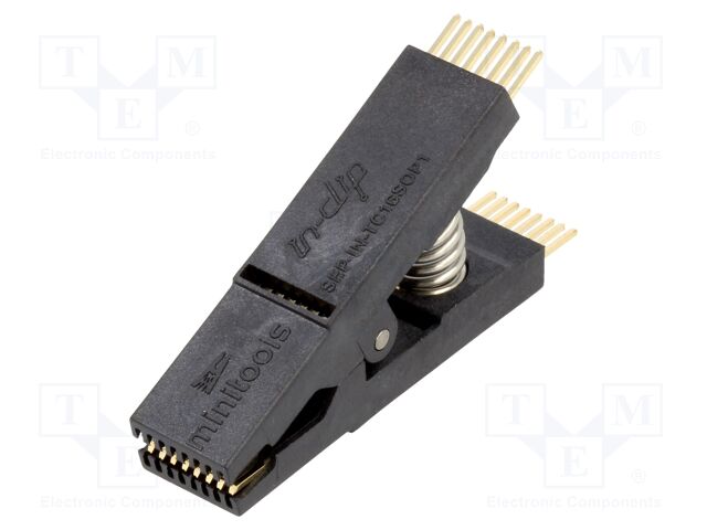 Test clip; black; gold-plated; SO16,SOIC16,SOJ16; 5mm; max.150°C