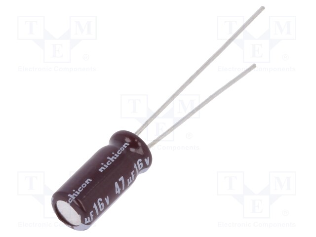 Capacitor: electrolytic; low impedance; THT; 47uF; 16VDC; Ø5x11mm