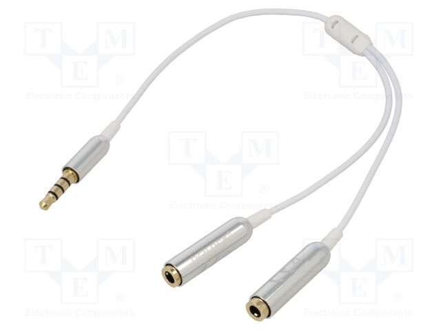Cable; Jack 3.5mm 4pin socket x2,Jack 3,5mm 4pin plug; 0.25m