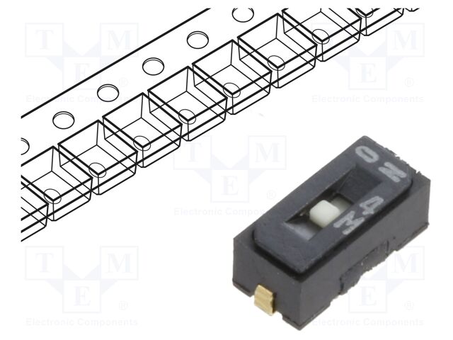 Switch: DIP-SWITCH; Poles number: 1; OFF-ON; 0.1A/6VDC; Pos: 2/1