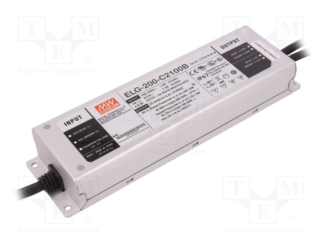 Power supply: switched-mode; LED; 201.6W; 48÷96VDC; 2100mA; IP67