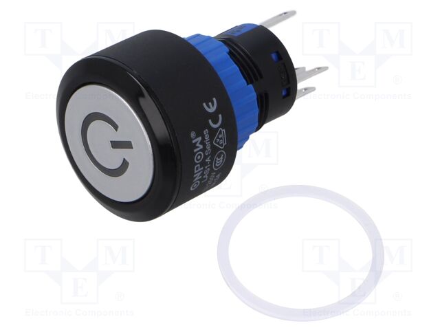 Switch: push-button; Pos: 2; SPDT; 0.5A/220VAC; 1A/24VDC; ON-(ON)