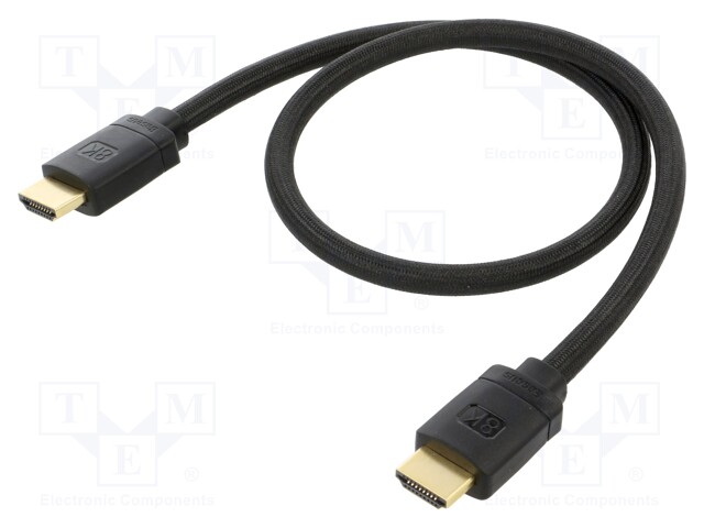 Cable; HDMI 2.1; HDMI plug,both sides; PVC; 0.5m; black; Core: Cu