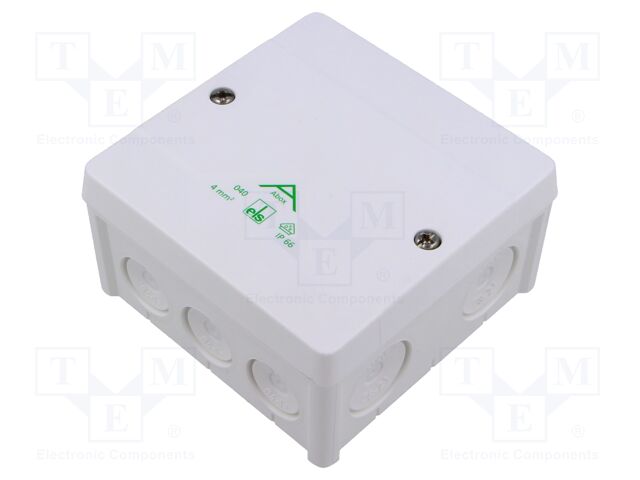 Enclosure: junction box; X: 102mm; Y: 102mm; Z: 57mm; IP66; white