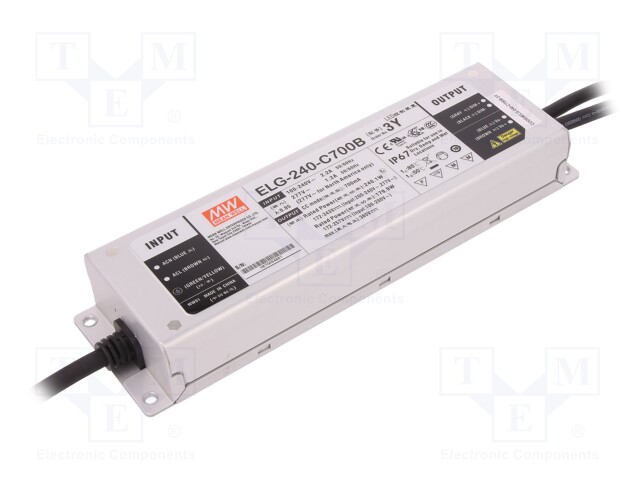 Power supply: switched-mode; LED; 240.1W; 172÷343VDC; 700mA; IP67