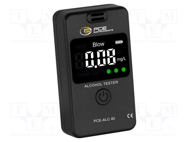 Tester: breathalyser; LCD 1,6"; 0÷200mg/100ml; Unit: g/l,mg/l