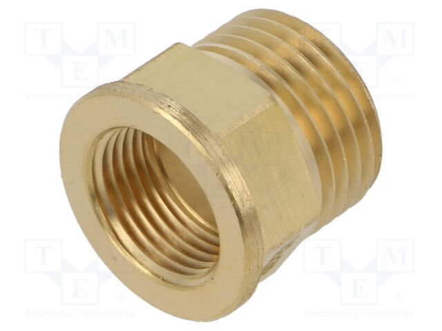 Male-female,reductive,hexagonal; brass CW617N; BR