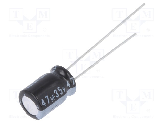 Capacitor: electrolytic; THT; 47uF; 35VDC; Ø6.3x9mm; Pitch: 2.5mm
