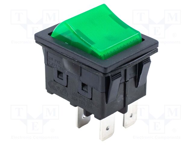 ROCKER; DPST; Pos: 2; OFF-ON; 16A/125VAC; green; IP66; -20÷85°C; RBW2
