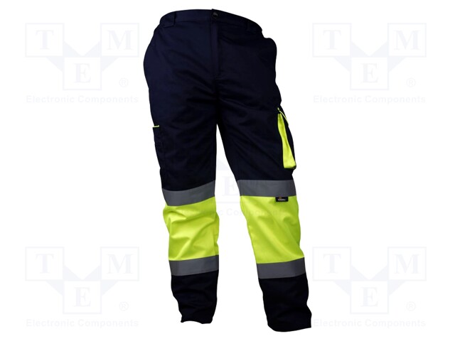Dungarees; Size: S; yellow-navy blue; warning