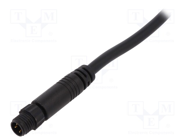 Connector: M8; 2m; male; PIN: 3; straight; plug; 3A; 60V; IP67