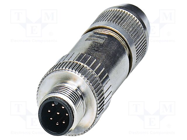 Connector: M12; plug; PIN: 8; 30V; straight; IP67; IDC; Contacts: CuSn