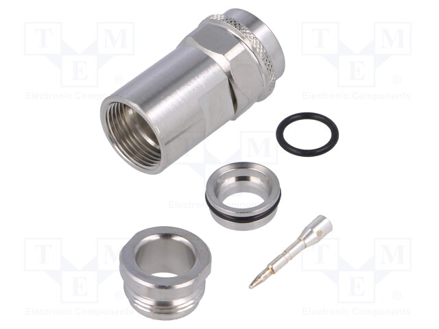 Plug; N; male; straight; 50Ω; soldering,clamp; for cable; teflon