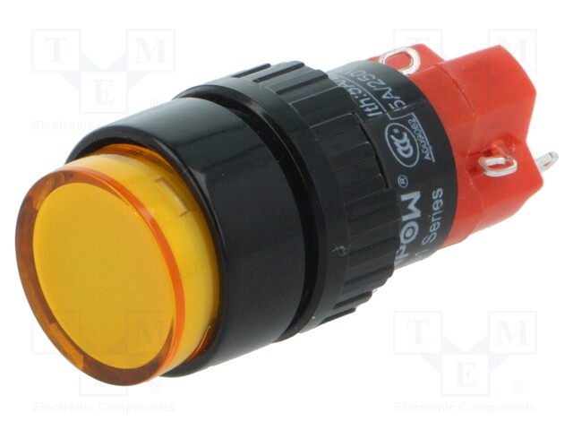 Switch: push-button; Pos: 2; SPDT; 3A/220VAC; 2A/24VDC; orange; IP40